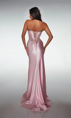 Romantic  Strapless Mermaid Gown with Lace Corset and Detachable Bow Train: Prom Dress