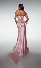 Romantic  Strapless Mermaid Gown with Lace Corset and Detachable Bow Train: Prom Dress