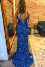Sequins Mermaid Spaghetti Straps Sweetheart Prom Dresses