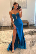 Royal Blue Strapless Mermaid Prom Dresses Evening Dresses