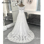 Vintage Formal Wedding Dresses Court Train A line Lace With Buttons Appliques 2025 Bridal Gowns vestido de casamento