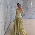 Classy Sage Green   A-Line Chiffon Evening Dress