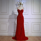Elegant Red Prom Dress with Slit