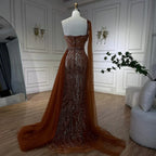 Luxury Green One Shoulder Mermaid Evening Dress with Cape