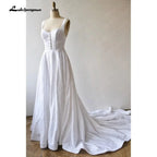 NumberSea Sexy A-Line Wedding Dress Spaghetti Straps Scoop Neck Bride Backless Beach Bridal Gowns Robe De Mariee