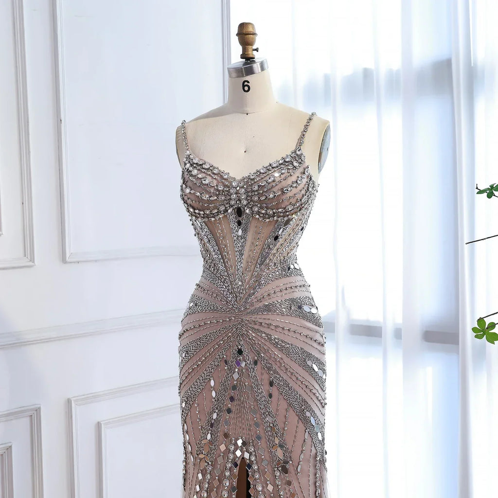Luxury Nude Corset Beaded Mermaid Prom Dress LA72803A