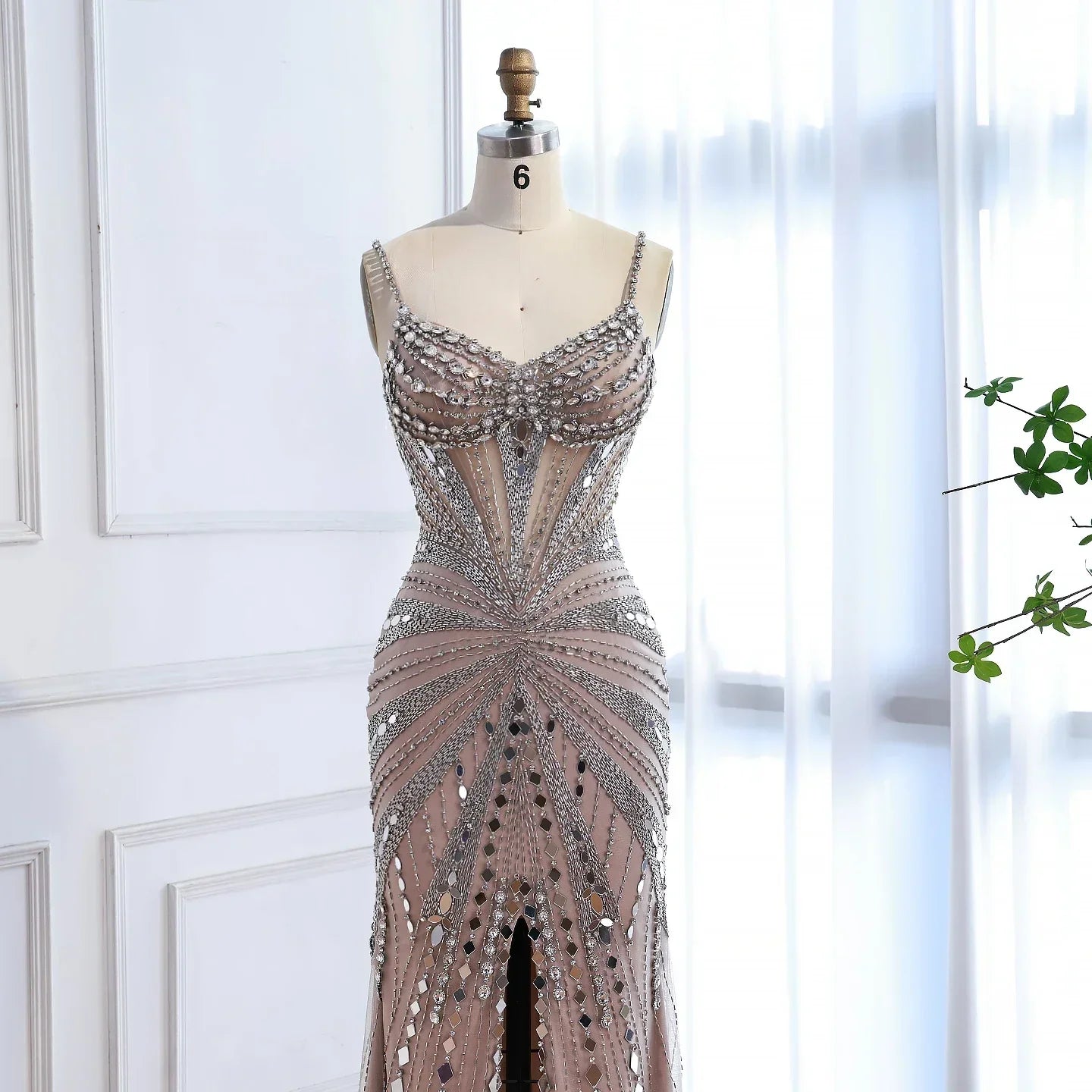 Luxury Nude Corset Beaded Mermaid Prom Dress LA72803A
