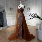 Luxury Green One Shoulder Mermaid Evening Dress with Cape
