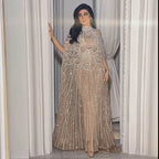 Luxury Champagne Kaftan Evening Gown Wedding Formal Dress