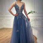 Luxury Sage Green Lace A-Line Prom Dress with Spaghetti Straps
