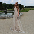 Luxury Sage Green Beaded A-Line Spaghetti Strap Evening Dress