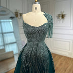 Luxury Green Evening Dress with Overskirt