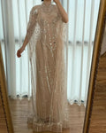 Luxury Champagne Kaftan Evening Gown Wedding Formal Dress