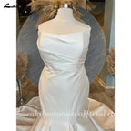 NumberSea Plus Size Mikado Satin Mermaid Wedding Dress For Women 2025 Vestidos Elegant Bridal Beach Boho Wedding Gowns