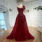 Luxury Green Evening Dress with Overskirt