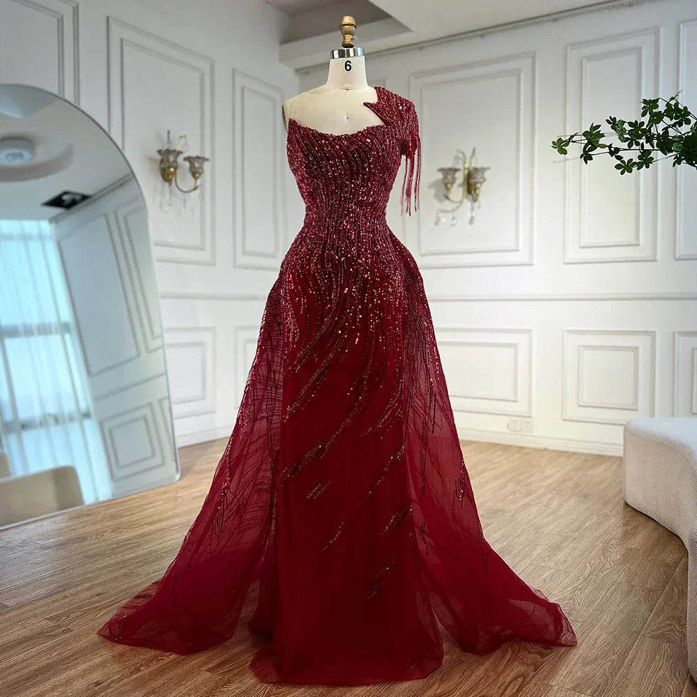 Luxury Green Evening Dress with Overskirt