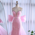 Luxury Dubai Pink Bow Evening Dress