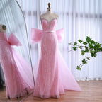Luxury Dubai Pink Bow Evening Dress