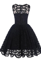 Lace A-Line Scalloped-Edge Vintage Homecoming Dress, Short Prom Dress