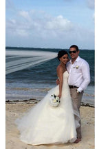 NumberSea White SimpleSweetheart Strapless Ruffles Open Back Cheap Wedding Dresses, MW228