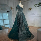 Luxury Green Evening Dress with Overskirt