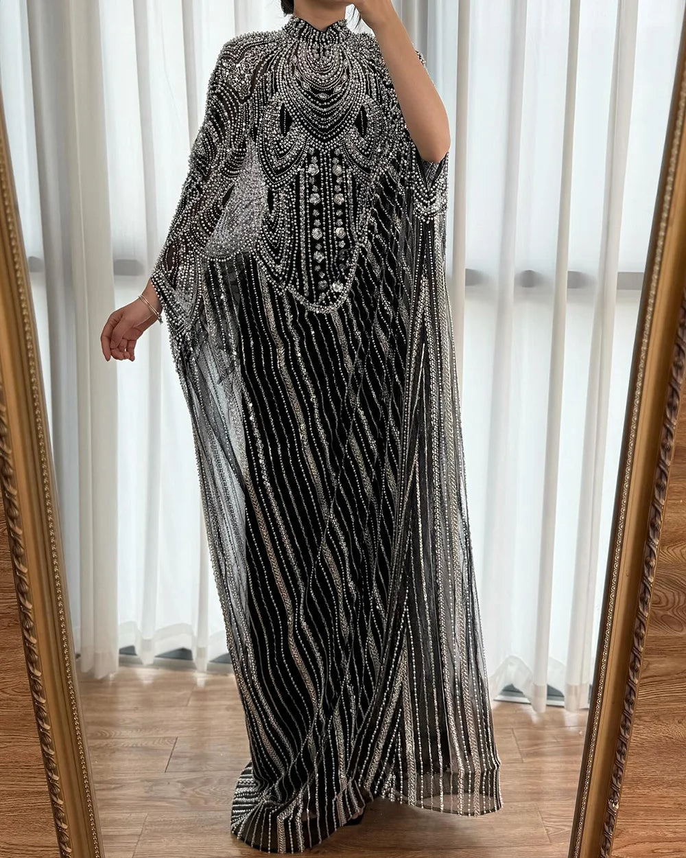 Luxury Champagne Kaftan Evening Gown Wedding Formal Dress