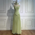 Classy Sage Green   A-Line Chiffon Evening Dress