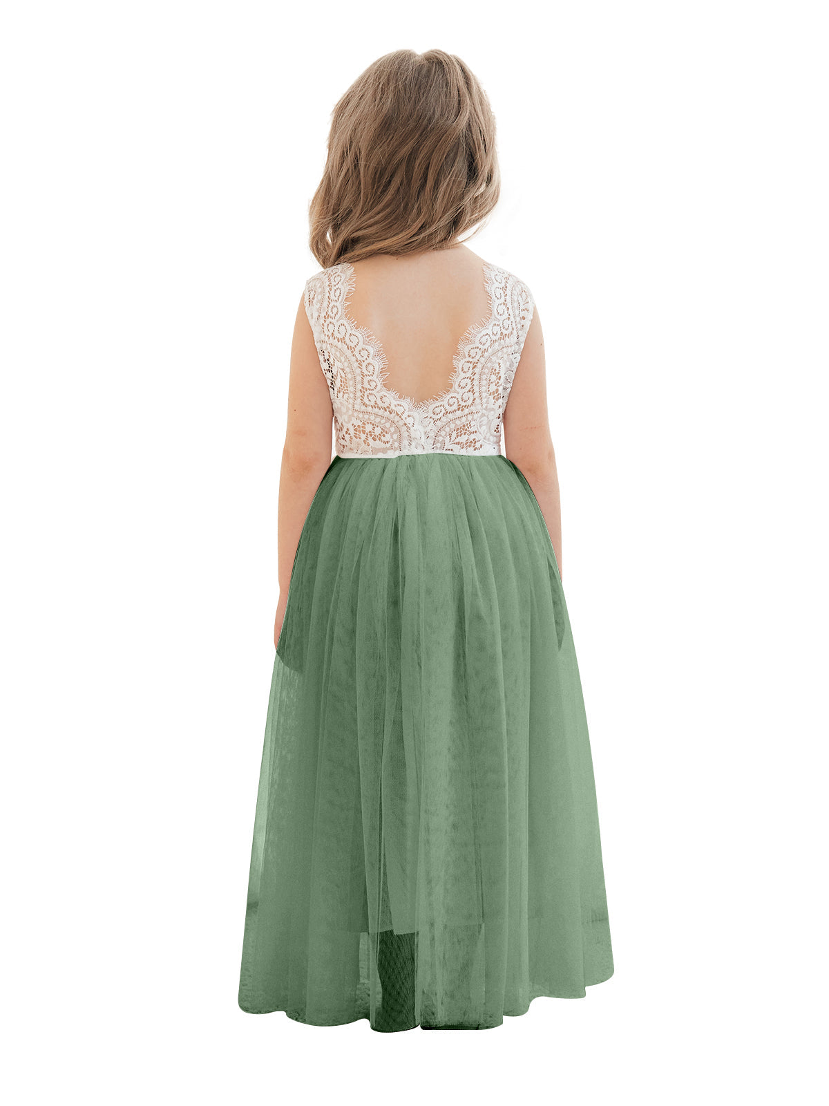A-line Lace Tulle Ankle-length White Dress (2003227597)