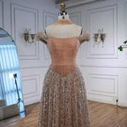 Luxury Arabic Pink Pearls Beaded Evening Dress With Cape