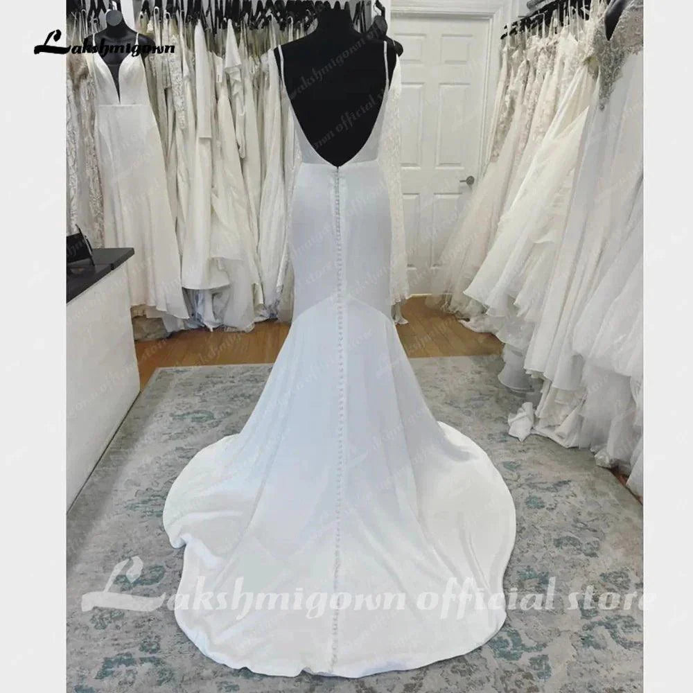 NumberSea Robe Satin Bridal Dress Wedding 2025 Sexy Women Beach Wedding Gowns Backless Bridal Dress Vestido Civil Bridal