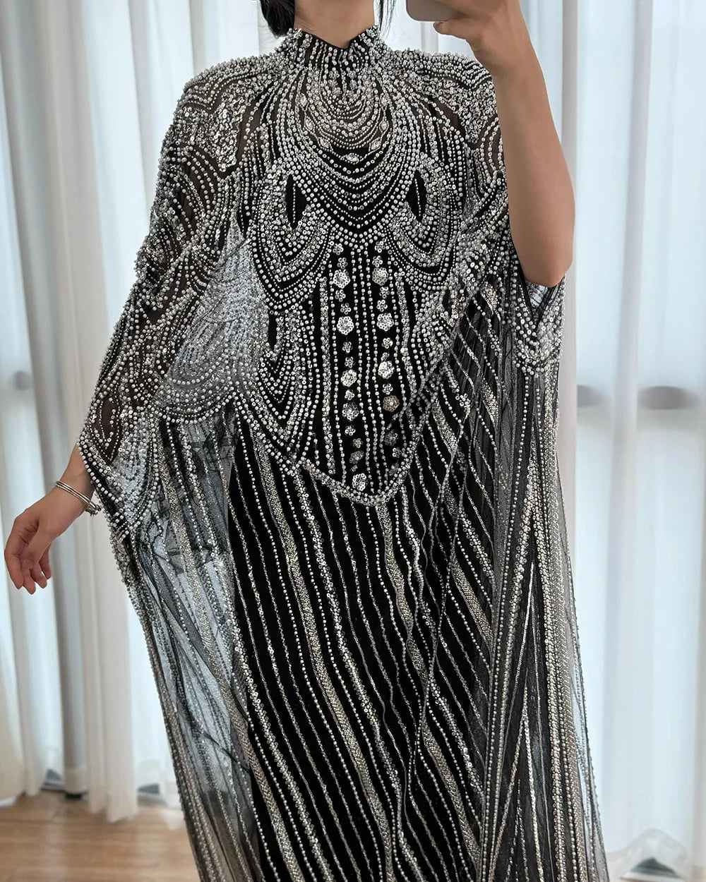 Luxury Champagne Kaftan Evening Gown Wedding Formal Dress