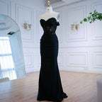 Classy Black Off-Shoulder Lace Prom Dress