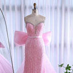 Luxury Dubai Pink Bow Evening Dress