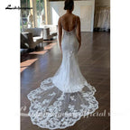 NumberSea Sexy Bridal Crepe Mermaid Wedding Dress 2025 Vestidos De Noivas Spaghetti Straps Women Boho Beach Wedding Gowns