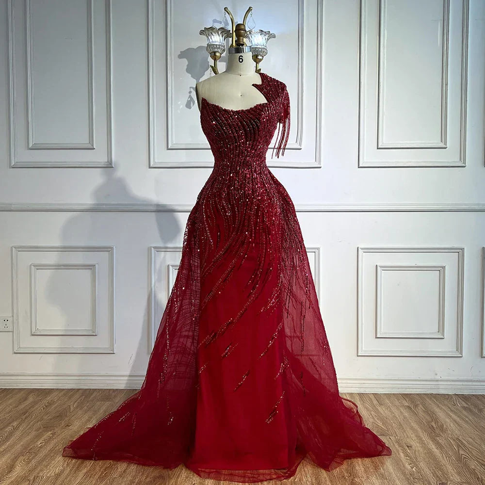 Luxury Green Evening Dress with Overskirt