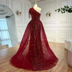 Luxury Green Evening Dress with Overskirt