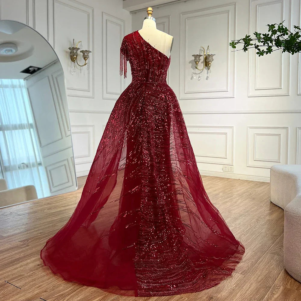 Luxury Green Evening Dress with Overskirt