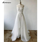 NumberSea Spaghetti Straps Bridal Gowns A Line trouwjurk Lace Appliques Bride Backless Beach Bridal Gowns Robe De Mariee