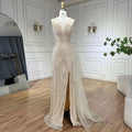 Light Pink Spaghetti Strap Mermaid Evening Dress with Beaded Overskirt