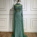 Luxury Nude Mermaid Evening Dress with Cape Sleeves