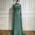 Serene Hill Nude Cape Sleeves Mermaid Lace Beaded Luxury Dubai Long Evening Dresses Gowns for Women Wedding Party LA71885A