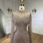 Serene Hill Nude Cape Sleeves Mermaid Lace Beaded Luxury Dubai Long Evening Dresses Gowns for Women Wedding Party LA71885A
