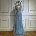 Luxury Evening Dress Nude Pearls Beaded Gown With Tulle Train
