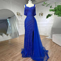 Serene Hill Arabic Caramel Mermaid High Split Elegant Beaded Luxury Evening Dresses Gowns 2024 For Woman Party LA71679