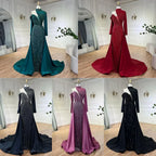 Serene Hill Arabic Green Elegant Mermaid One Shoulder Beaded Luxury Dubai Evening Dresses Gowns For Women Wedding Party