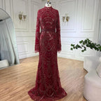 Serene Hill Black Muslim Luxury Beaded Elegant Mermaid Dubai Evening Dresses Gowns for Woman Wedding Party 2024 LA72512