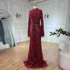 Serene Hill Black Muslim Luxury Beaded Elegant Mermaid Dubai Evening Dresses Gowns for Woman Wedding Party 2024 LA72512