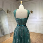 Serene Hill Dubai Turquoise Spaghetti Strap Mermaid Luxury Beaded Evening Dresses Gowns For Women Wedding Party