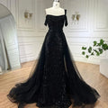 Serene Hill Gold Mermaid Elegant One Shoulder Overskirt Beaded Luxury Evening Dresses Gowns 2025 For Women Wedding Party&nbsp;