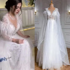 Serene Hill Luxury Dubai Grey Evening Formal Dresses with Feather Cape Shawl Gold Arabic Women Wedding Party Gowns Long LA70640